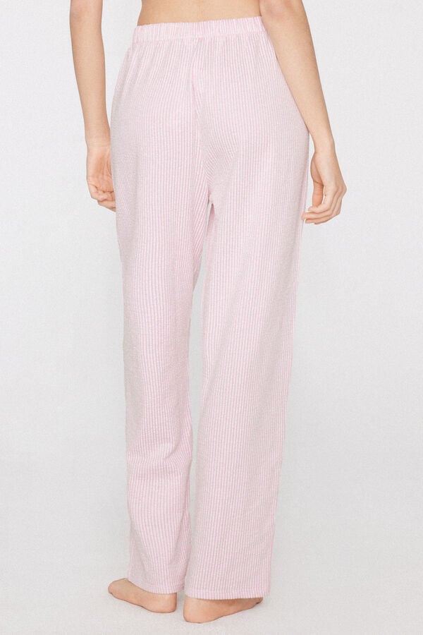 Pantalon Long en Coton &agrave; Rayures Crinkle  