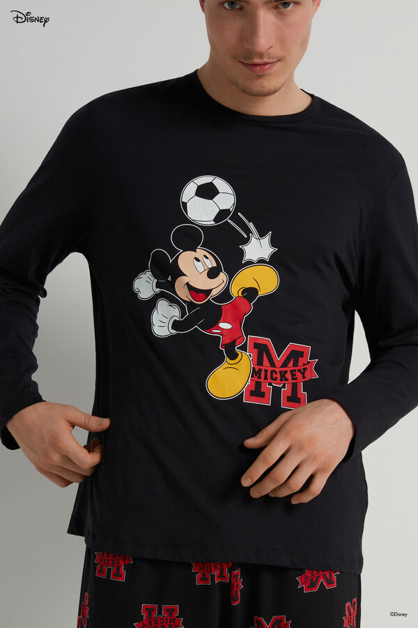 Langer Herren-Pyjama aus Baumwolle mit Disney-Print Mickey Mouse Boss  
