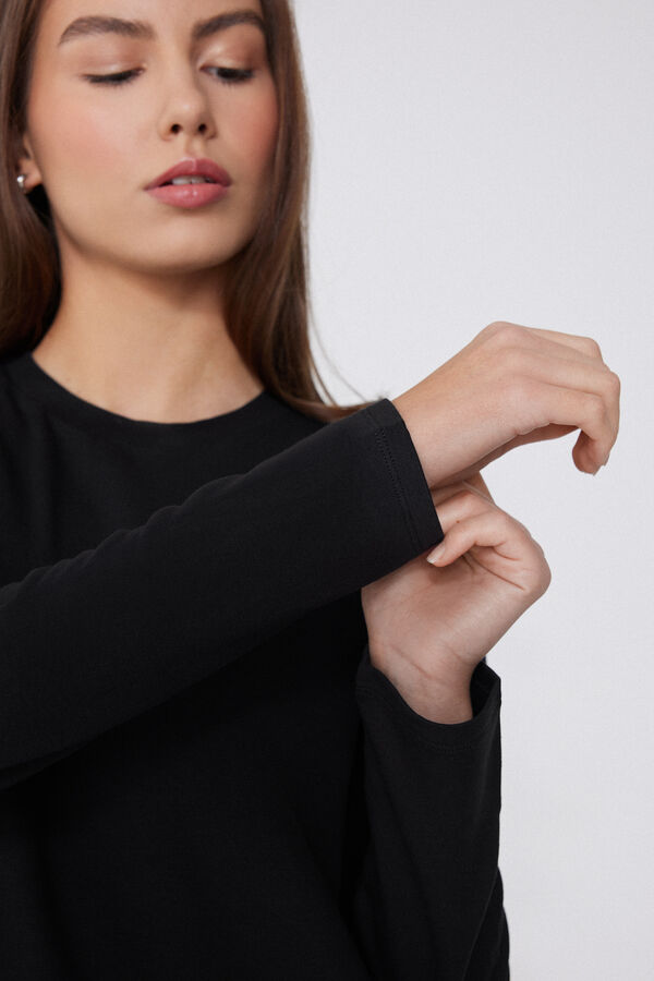 Brushed Long Sleeve Crewneck Viscose Sweater  