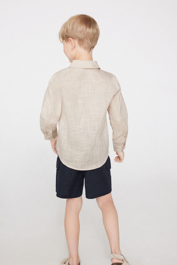 Boys&rsquo; Long Sleeve Linen-Look Cotton Canvas Shirt  