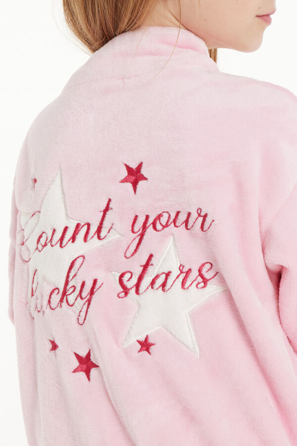 Langer Mädchen-Pyjama aus Fleece mit Sternen  