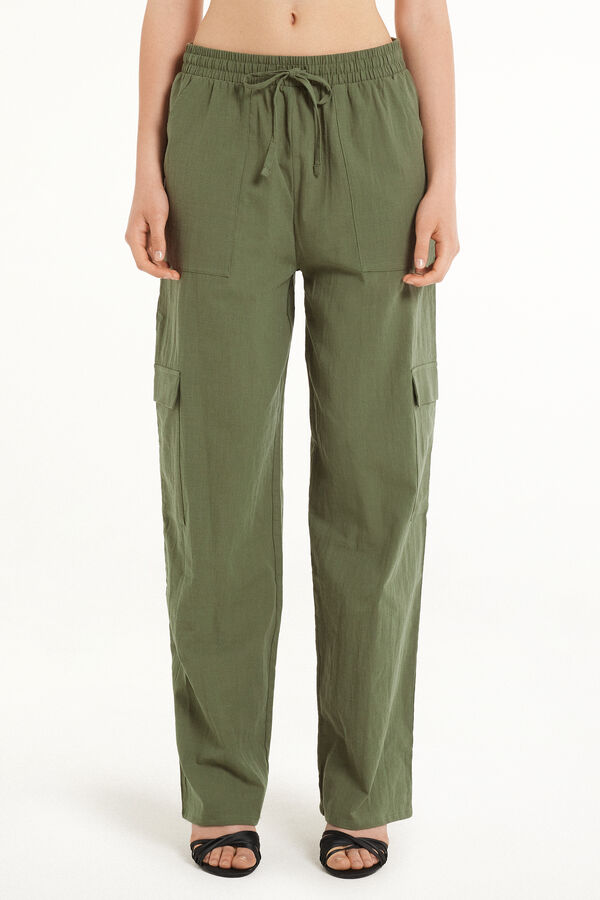 Super Light Cotton Trousers with Cargo Pockets  