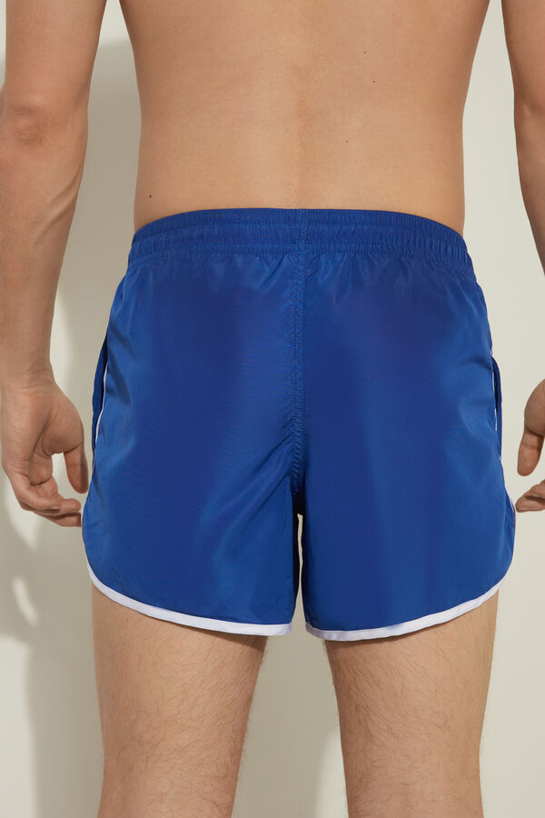 Trimmed Recycled Short Fabric Swim Trunks  