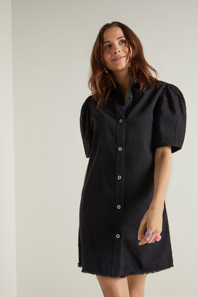 Short Sleeve Denim Dress with Buttons