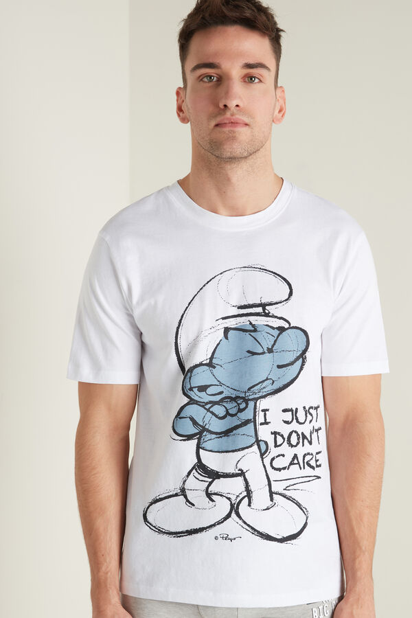 Cotton Smurf Print T-Shirt  