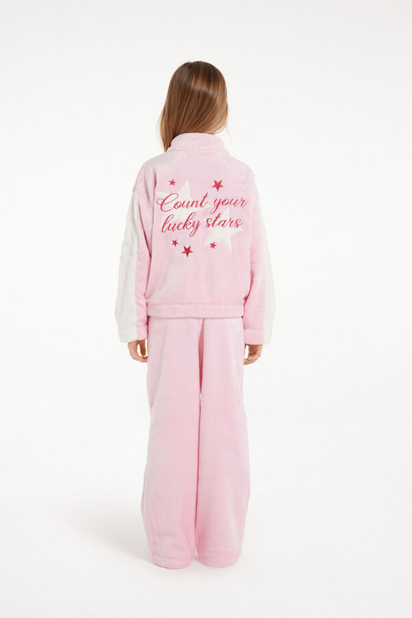 Girls’ Star Print Full Length Fleece Pajamas  