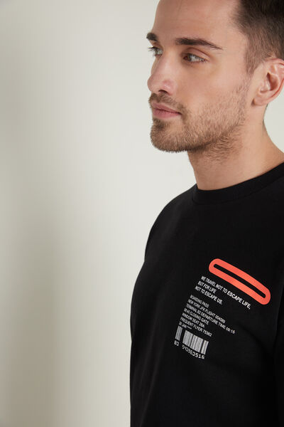 Langarm-Sweatshirt mit Print und überschnittener Schulter
