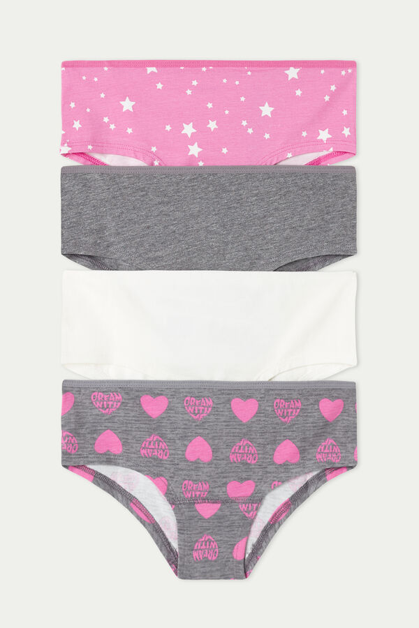Pack of 4 Printed Cotton French knickers  
