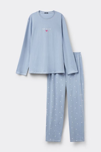Pijama Comprido em Algod&atilde;o Bordado "Full of Love"
