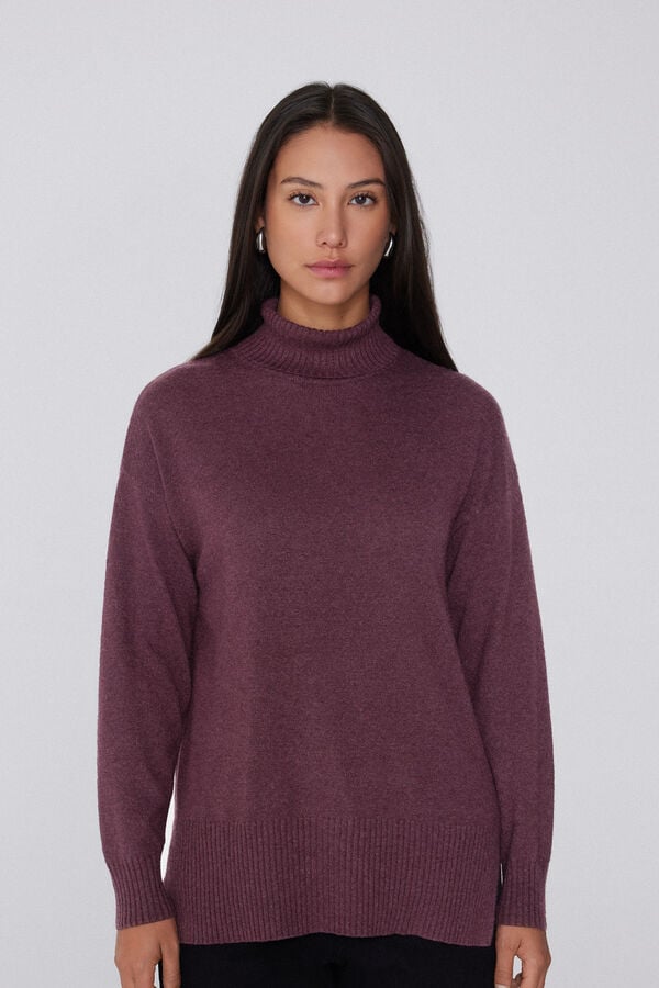 Long Thick Polo Neck Top with Wool  