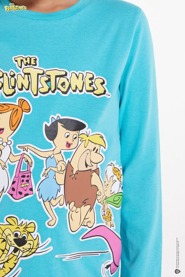 Dlouhé Dětské Bavlněné Pyžamo s Potiskem Flintstones  