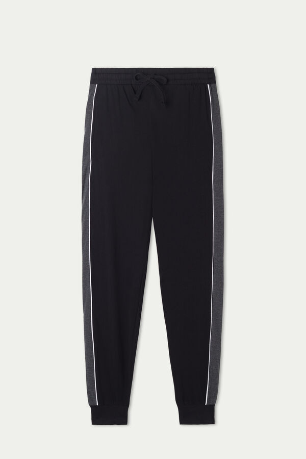 Long Cotton Trousers with Piping  