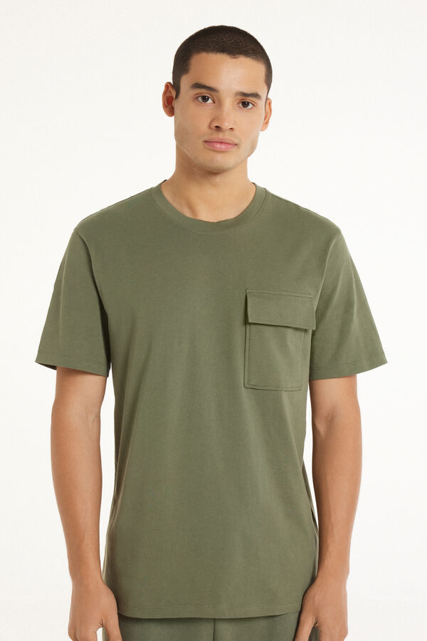 Crew-Neck Cotton Pocket T-Shirt  