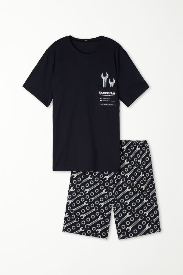 Short Cotton Pyjamas with “Handyman" Print  