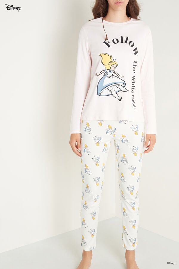 Pyjama Long en Coton Épais avec Imprimé Disney Alice Follow Me  