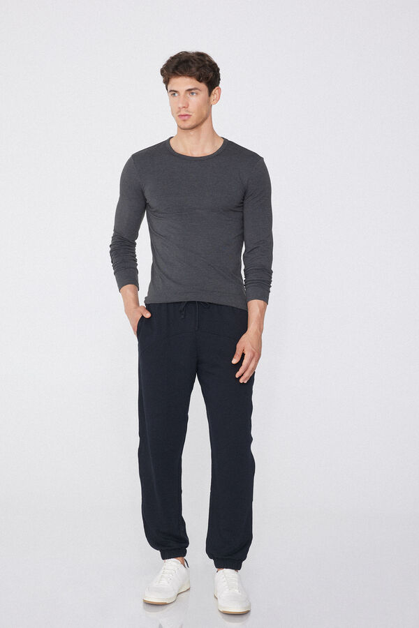 Long-Sleeve Round-Neck Thermal Cotton Top  
