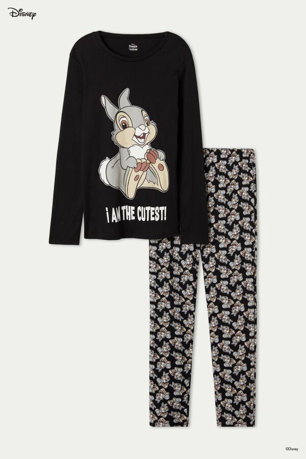 Pyjama Long avec Imprimé Disney Bambi Noir  