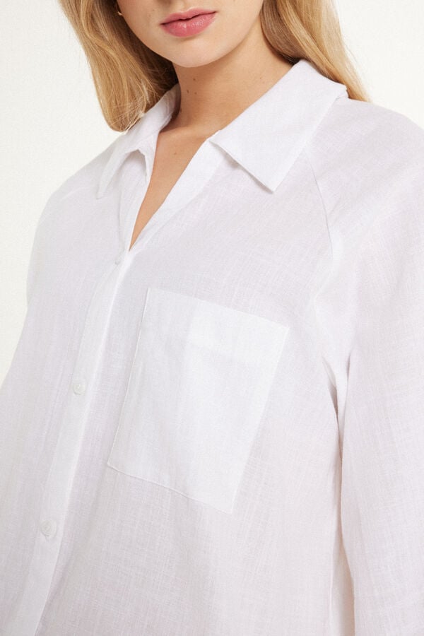 Loose 3/4 Sleeve Cropped Shirt in 100% Super Light Cotton  