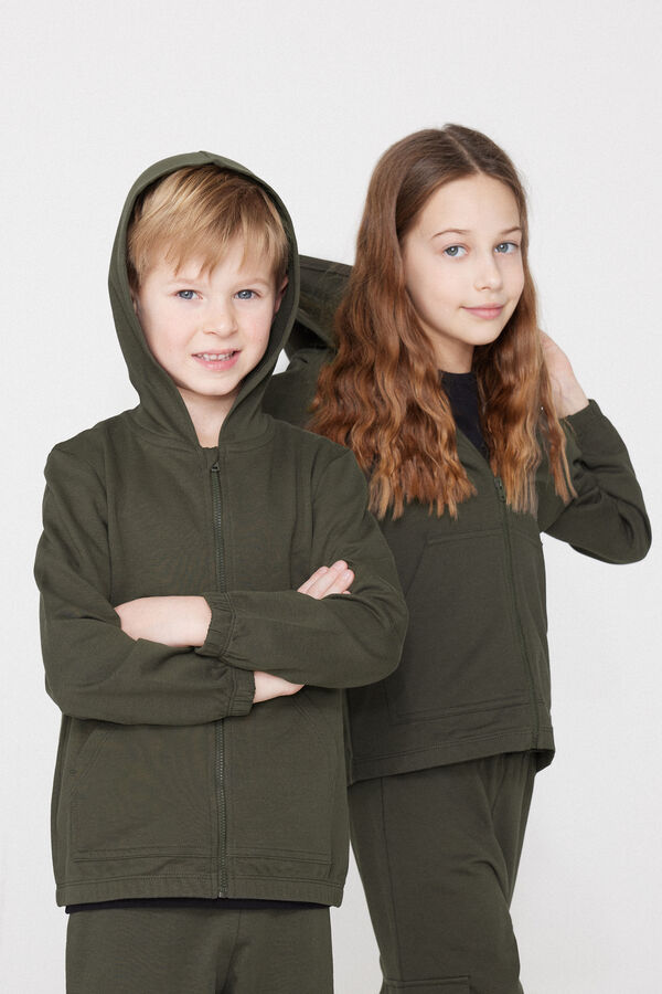 Children&rsquo;s Unisex Cotton Hooded Sweatshirt with Zip  
