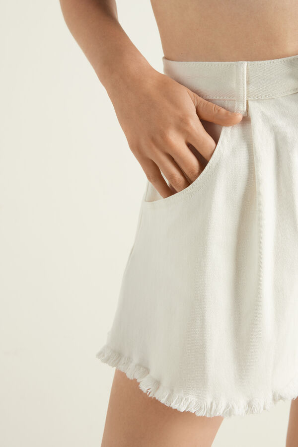 High-Waist Paperbag Denim Shorts  