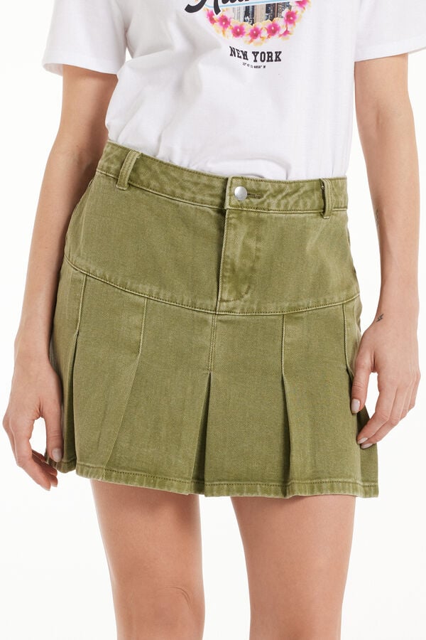 Frilled Denim Mini Skirt  
