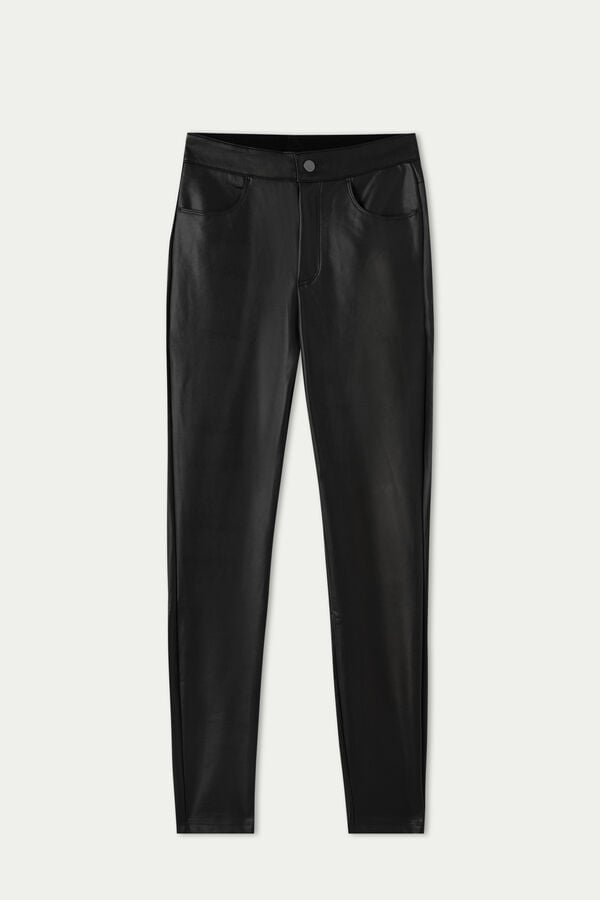 Coated-Effect Thermal Trousers with Pockets  
