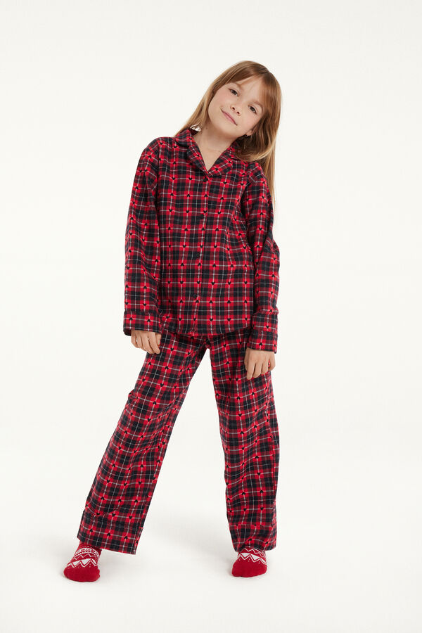 Girls’ Long Button-Front Flannel Pyjamas  