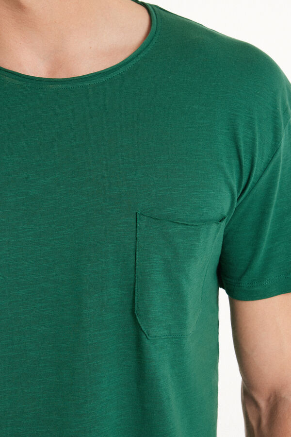Baumwoll-T-Shirt mit Brusttasche  