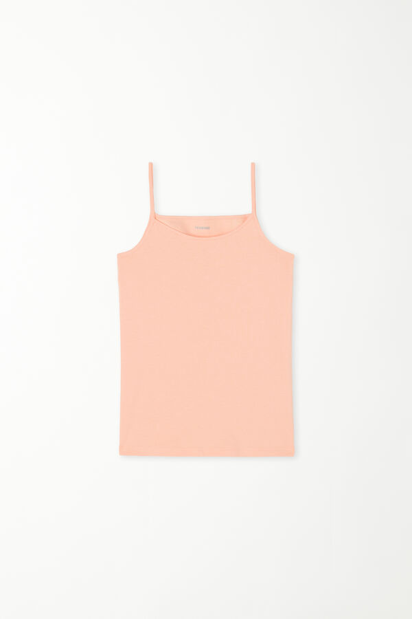 Girls’ Cotton Camisole with Thin Shoulder Straps and Rounded Neck  