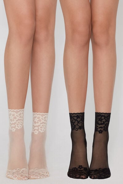 2 Paia Calzini Corti Retina Donna