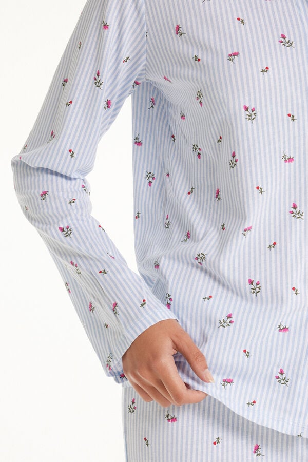Langer Pyjama aus Baumwolle mit Knopfleiste  