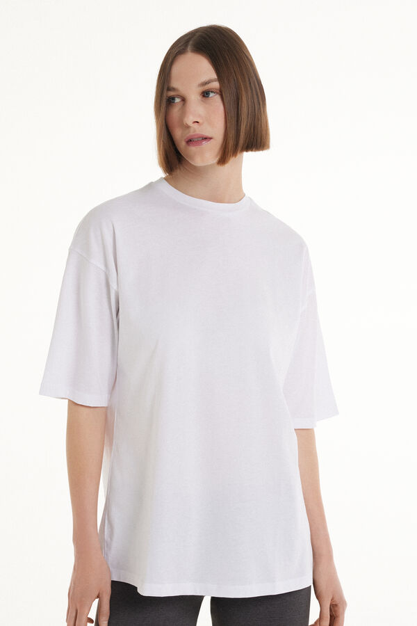 T-shirt Ras-du-cou Oversize en Coton  