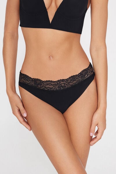 Laser Cut Microfibre and Lace Knickers