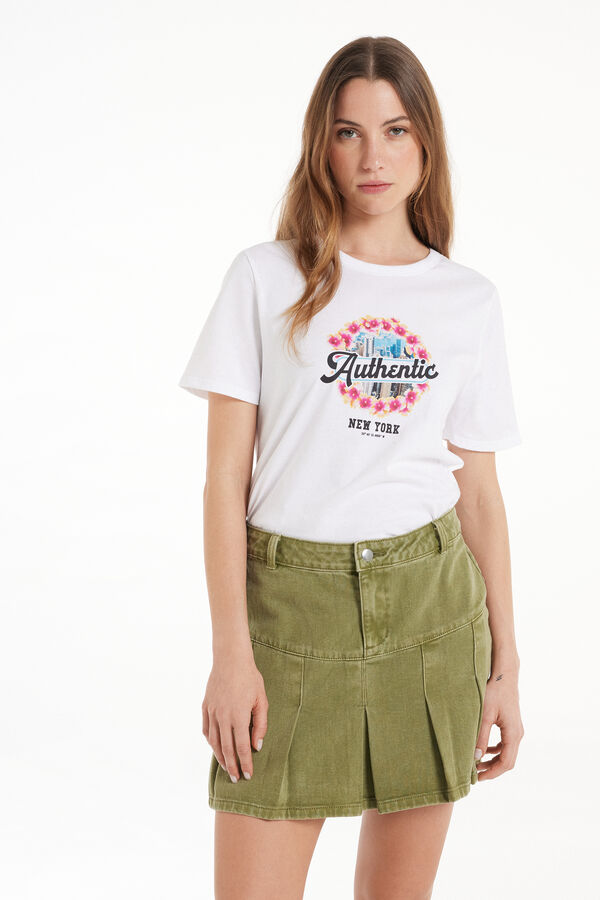Baumwoll-T-Shirt mit Print  