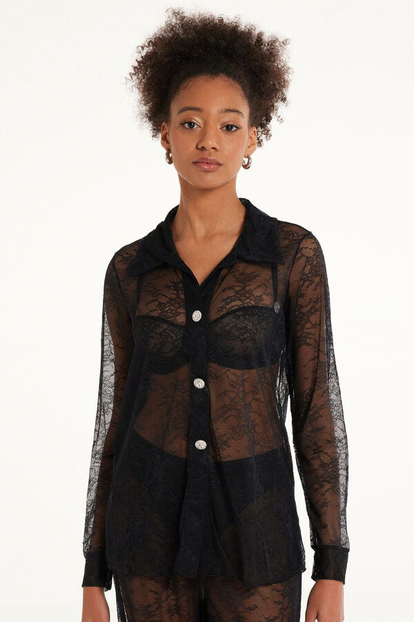 Last Night Lace Long-Sleeved Lace Shirt  