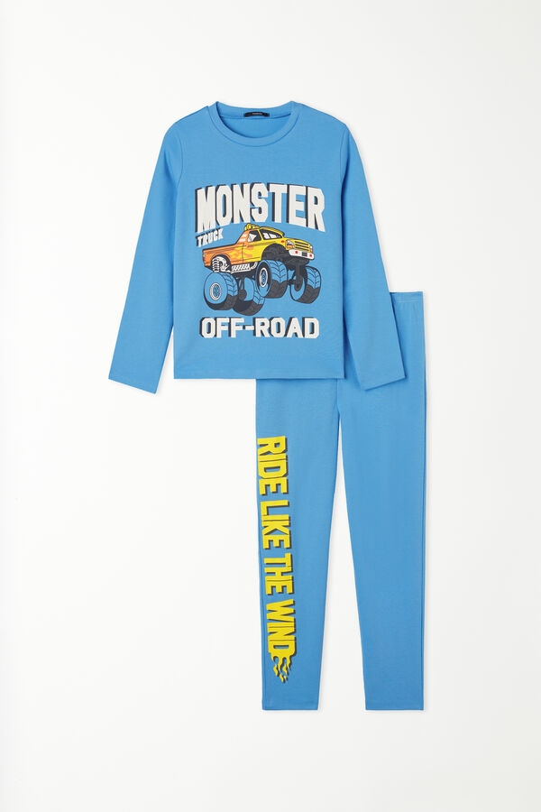 Dlouhé Chlapecké Pyžamo z Hrubé Bavlny s Potiskem „Monster“  