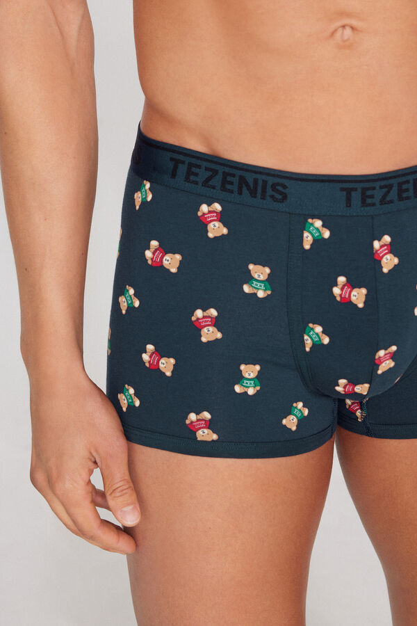 Printed Cotton Boxers with Contrasting Trim and Logo  