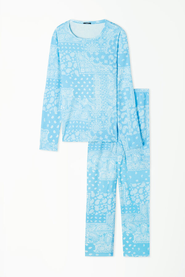 Langer Pyjama aus Baumwolle mit Bandanaprint  