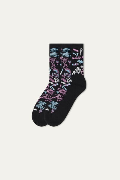Short Cotton Sports Socks with All-over Print