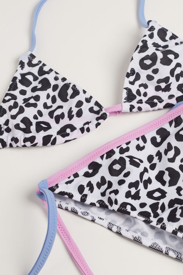 Girls’ Pastel Animal Print Triangle Bikini  