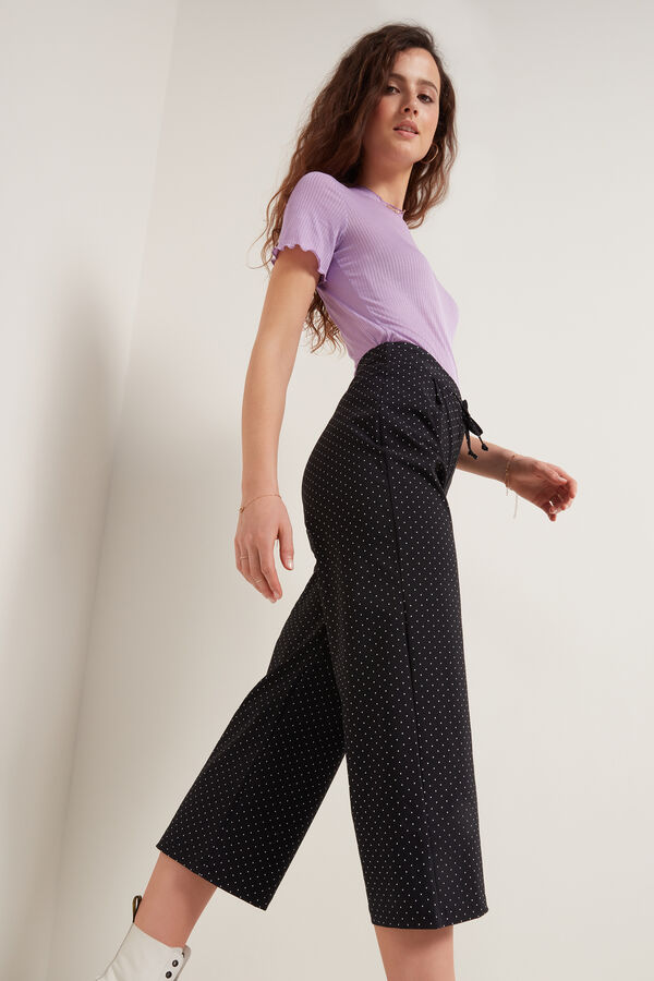 Cropped Canvas Drawstring Trousers  
