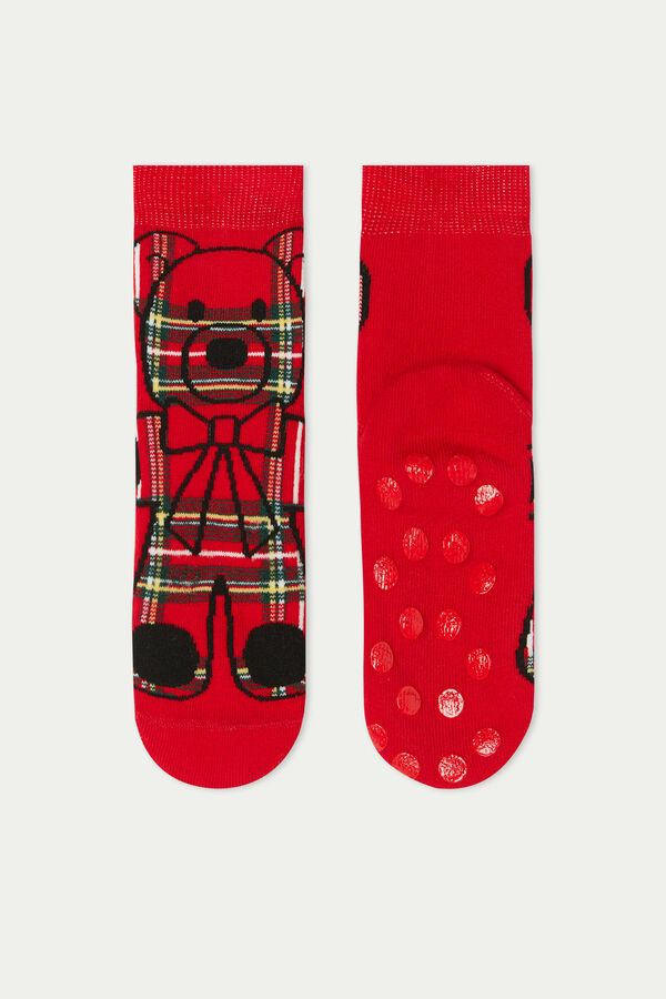 Dětské Unisexové Protiskluzové Ponožky s Vánočním Potiskem Medvěda  
