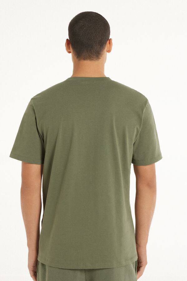 T-Shirt Girocollo in Cotone con Taschino  