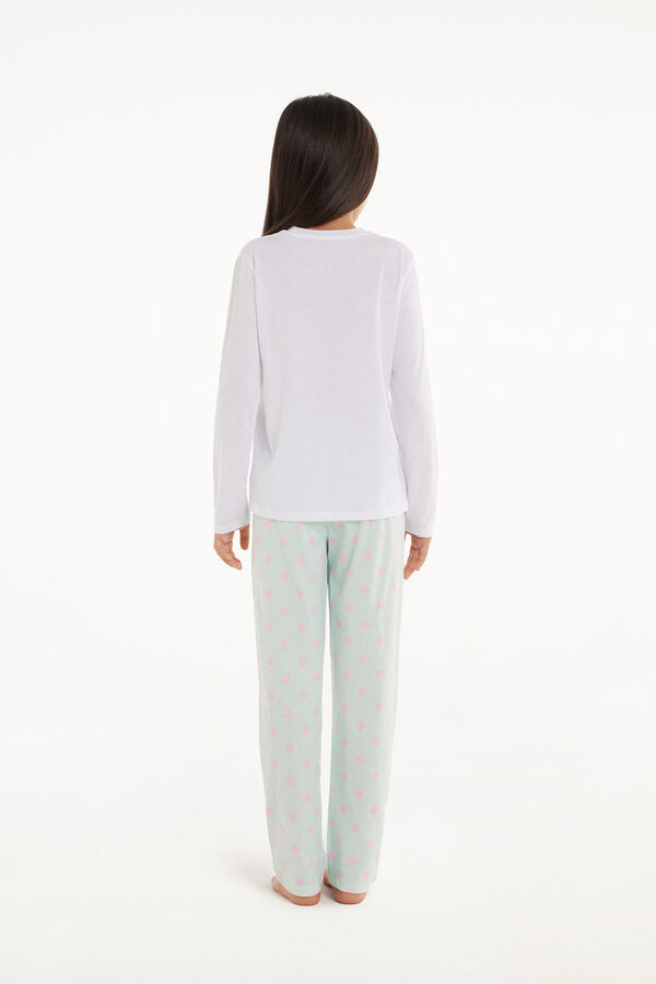 Girls’ Long Cotton Pyjamas with Pocket  