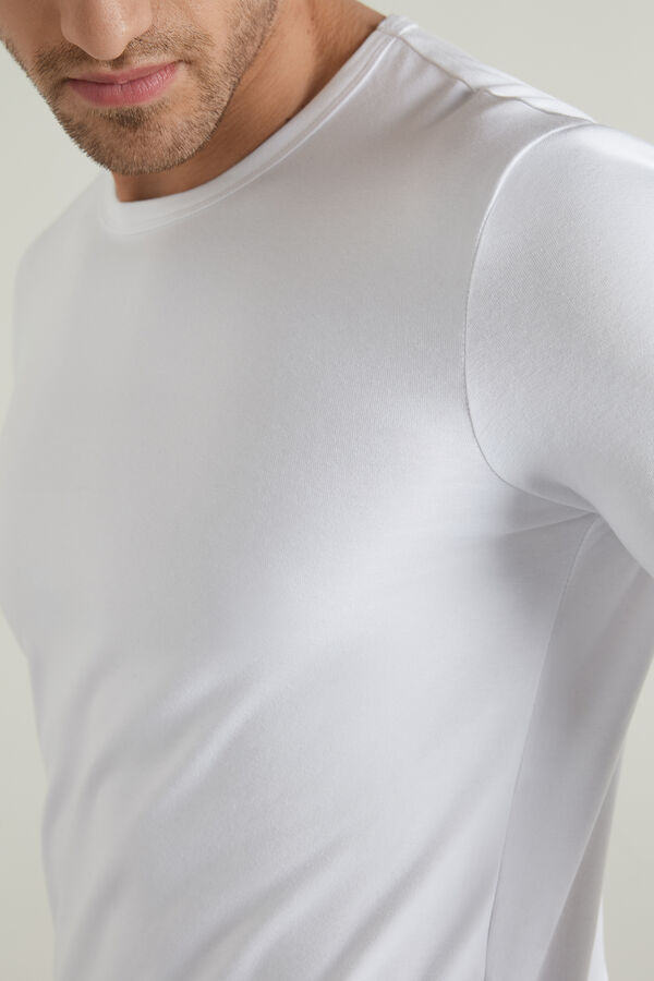 Ισοθερμική Μακρυμάνικη Μπλούζα με Λαιμόκοψη από Βαμβάκι  