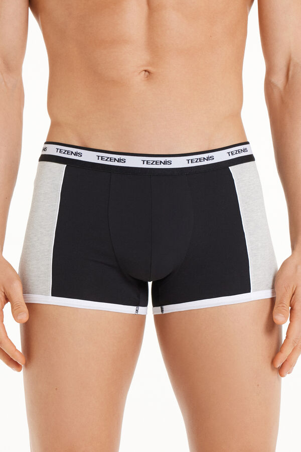 Two-Tone Cotton Boxers with Elasticated Logo Waistband  