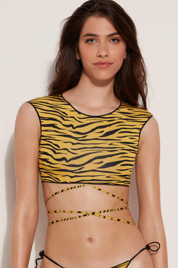 Yellow Zebra Bra-Style Bikini Top  