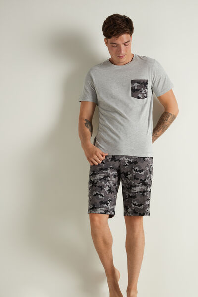 Men’s Short Pyjamas with Pocket and Camouflage Print