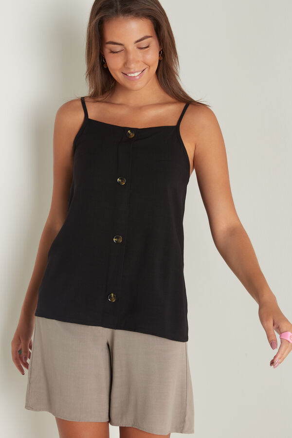 Viscose Canvas Top with Buttons  