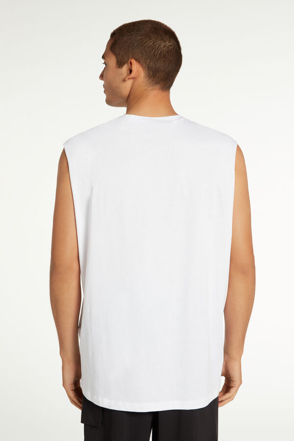 Cotton Vest Top with Rounded Neck and Wide Shoulder Straps Undershirt